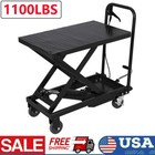 Hydraulic Lift Table Cart 1100 lbs Manual Single Scissor Lift Table 33.5" Black