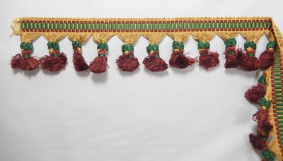 Payne New Red, Green, & Gold Tassel Fringe. 2 Pieces.  5 Yards +