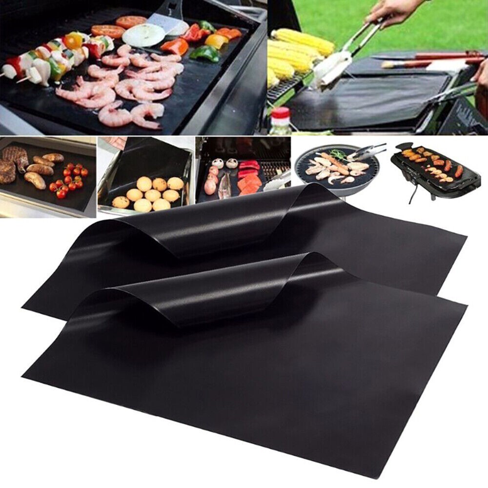 5x BBQ Grill Mats Outdoor Cooking Baking Non Stick Reusable Grilling