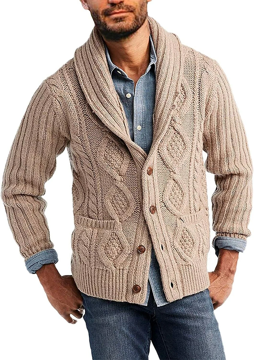 Button down cable knit deals sweater