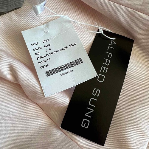 Alfred Sung Dress Size 2 Twill Sweetheart Neck Blush D755S - Picture 3 of 16