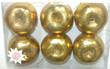 NEW NIP Christmas Ornament Gold Apple 6 Set