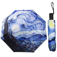 Automatic Umbrella Small Vinyl Windproof Folding Sunshade Van Gogh Oil Painting
