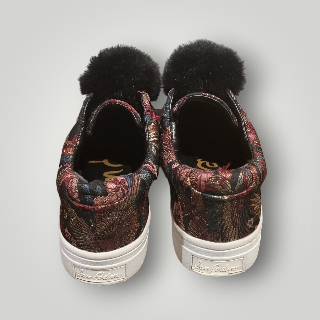 Sam Edelman Sneakers Leya Pom Pom Jacquard Multicolor Faux Fur Womens Size  6M
