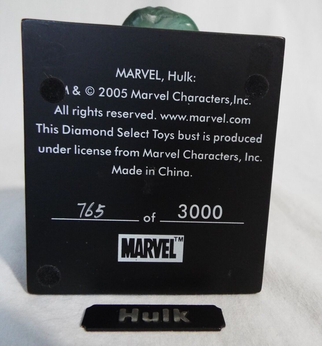 Marvel The Incredible Hulk Mini Head Bust Limited 765 of Marvel The Incredible Hulk Mini Head Bust Limited 765 of