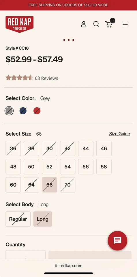 NEW Red Kap Men's 68 LONG Zip-Up Cotton Coveralls Industrial Work Uniform CC18 - Image 4 of 4