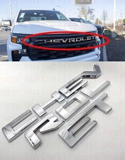 Overlay Letters Emblem FITS Chev Silverado custom Front grille 2022 2023  Chrome