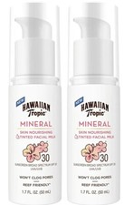 2 PK - HAWAIIAN TROPIC Mineral Skin Nourshing TINTED Facial MILK 1.7 Fl OZ SPF30