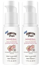 2 PK - HAWAIIAN TROPIC Mineral Skin Nourshing TINTED Facial MILK 1.7 Fl OZ SPF30