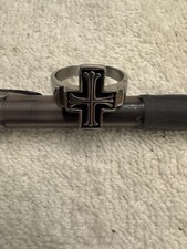 BRIGHT Stainless Steel Celtic Cross Biker Ring Sizes 13.5