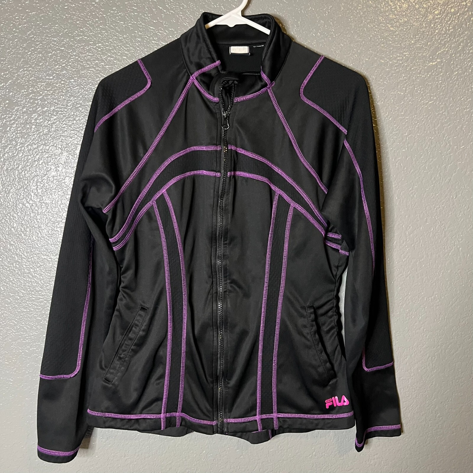 Giacca FILA Sport Performance full zip tempo libero nero viola donna taglia M
