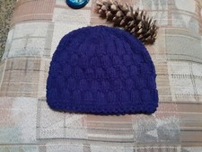 Knitted baby beanie, 6 months and up ,for girl or boy ,H 8 in,W 8 1/2 in.