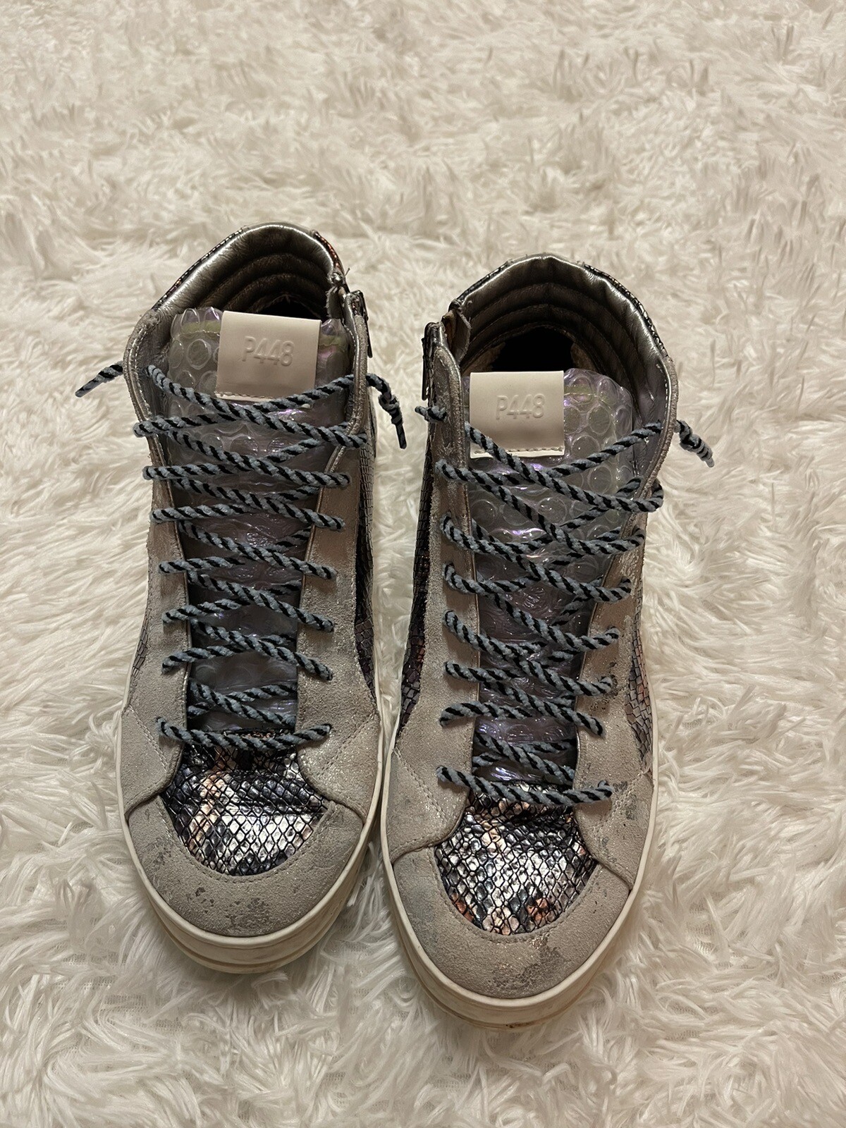 P448 Python Metallic Leather High Top Sneakers - image 4