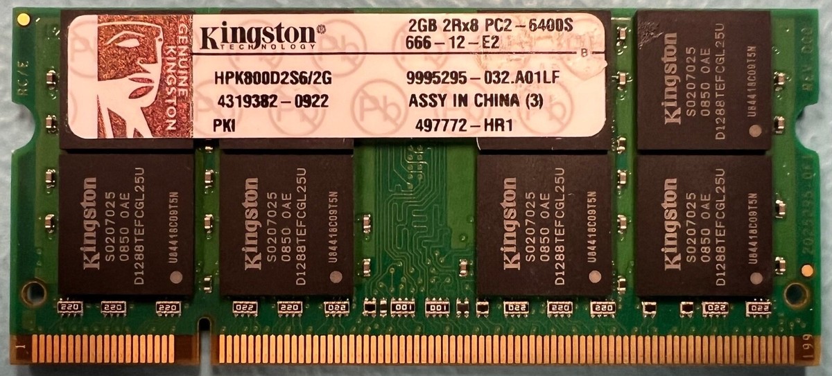 Kingston HPK800D2S6/2G 2GB DDR2-800Mhz PC2-6400 800MHz SODIMM