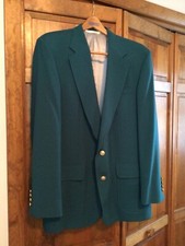 VTG 90's Lands' End Men's 100 Wool Green Blazer Coat 42L Lined Gold Buttons USA