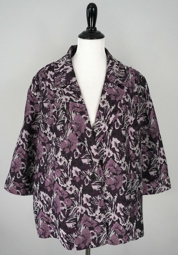 New LANE BRYANT Purple Floral 1 Button Formal Blazer Coat Jacket Size 18 / 20 - Picture 2 of 7