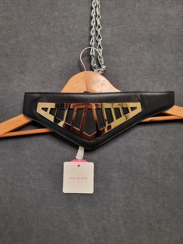 Sass & Bide Hearts of Glass Belt Black Gold S/M NWT Statement Waist Cincher