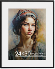 24x30 Oak Wood Frame with Glass, 18x24 Matted for Wall Art  Photos