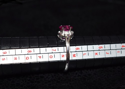 Magenta Natural Ruby & 2 Genuine Diamonds 14K White Solid Gold Ring Size 6.25 - 第 12/18 張圖片