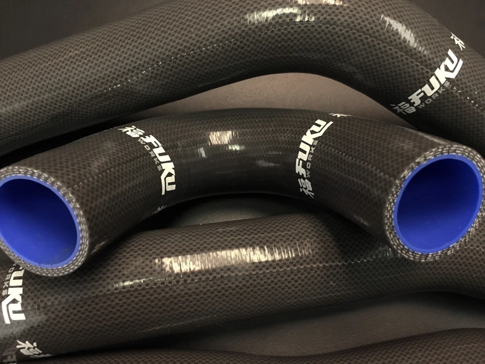 Mitsubishi EVO 10 силиконовый радиатор шланг черный углеродного волокна отделка Fuku работает - Изображение 2 из 4