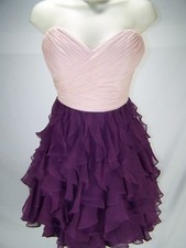 Eden Bridesmaids Dress Womens 4 Small Pink Purple Strapless Ruffle Sweetheart