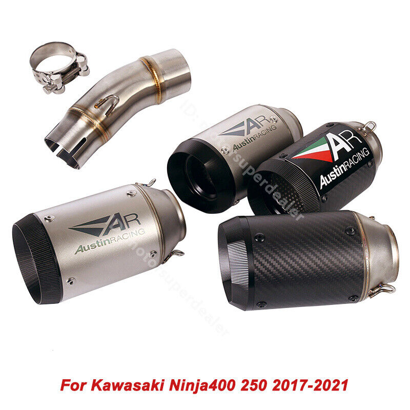 Slip for Kawasaki Ninja 400 250 Z400 2017-2021 Exhaust Tips Slip for Kawasaki Ninja 400 250 Z400 2017-2021 Exhaust Tips