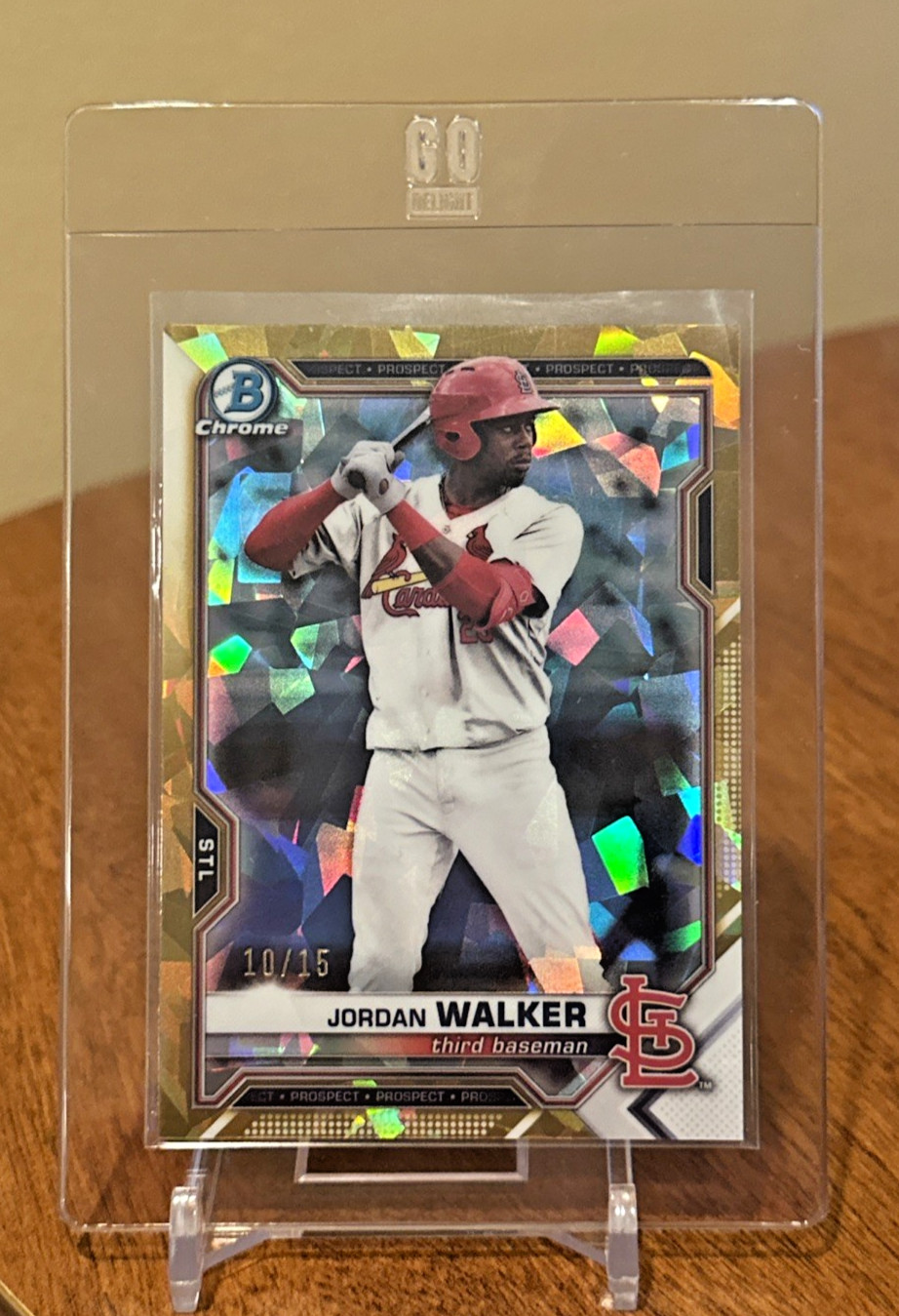 Jordan Walker /15 2021 Bowman Draft Sapphire Gold Refractor St. Louis Cardinals