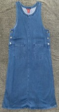 Vintage Directives denim dress tank sleeveless modest long pockets cottagecore