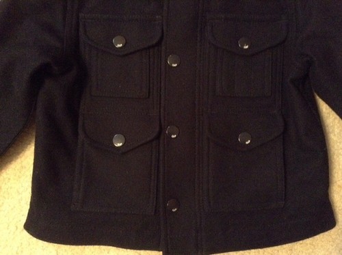 EUC! Toddler Authentic Baby Gap Navy Blue Lined Wool Zip/Snap Up Coat Sz 3 - Picture 3 of 9