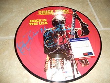 Chuck Berry Back in USA Signed Autographed LP Picture Disc Record PSA Certified