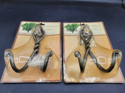 2pc.Restore and Restyle.Wrought Iron Double Hooks.Rust Resistant Metal  7'' Tall