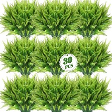 30 Pcs Artificial Boston Fern Plants Fake Boston Fern Stems UV Resistant Faux...