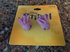 Disney Stitch Angel Biting Earrings Stud 3D Pink Lilo Brand New