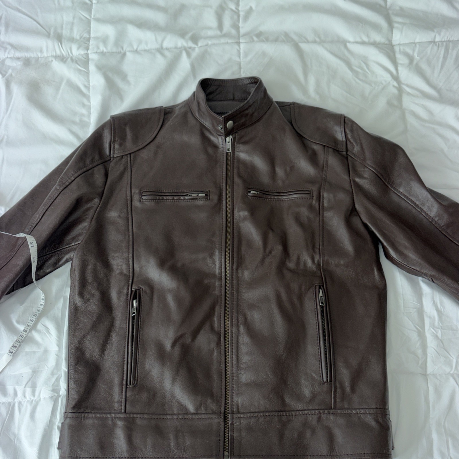Vintage Real Leather Cafe Racer Jacket Men’s Small Brown Motorcycle Biker.