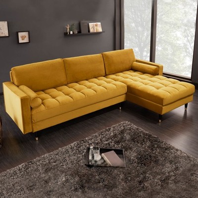 Elegantes Ecksofa COZY VELVET 260cm FARBWAHL Samt Federkern 3-Sitzer Eckcouch