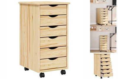 Aktenschrank Rollcontainer Mit Schubladen MOSS Klarlack 34x39x65,5 Cm