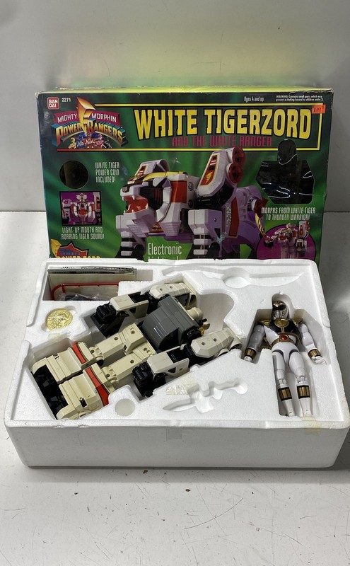 Mighty Morphin Power Rangers White Tigerzord & White Ranger Bandai 1994 With Box