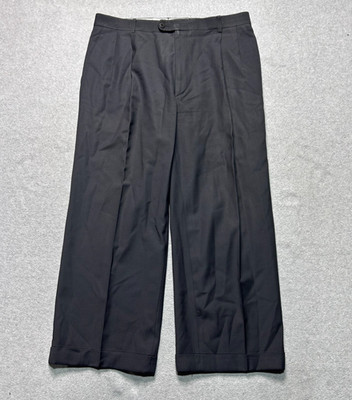 Zanella Bennett Dress Pants Mens 34 X 25 Charcoal Gray Pleated Wool Straight Leg