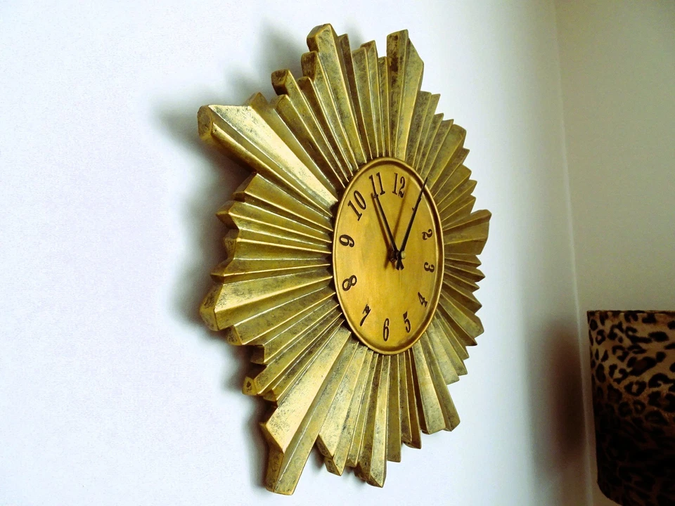 Horloge murale (mouvement quartz à pile) en céramique dorée. 37 CM. En TBE - Photo 2/4