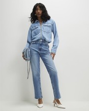 River Island Womens Denim Bomber Jacket in Blue Size S