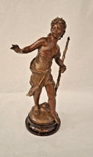 Figur Bronze o. Zink bronziert  "Kriegerin" Marmorsockel sign. Auguste Moreau