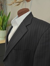      Brooks Brothers Mens Wool Sports Coat 40L Midnight Blue Stripe 2 Button