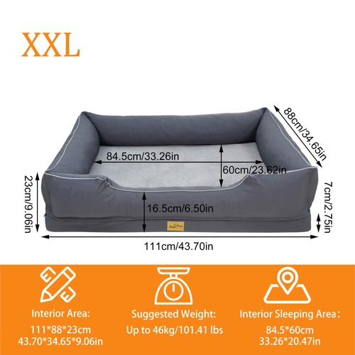 Dog Pet Sofa Bed with Bolster, Washable Pet Couch Lounger Bed Removable Cover - Picture 21 of 24