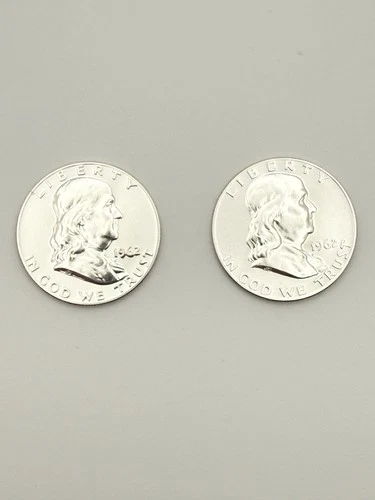 1962 Silver Proof Franklin Half Dollar Lot (2 Coins) 90% Silver #404