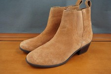 Vionic Roseland Boot Womens Size 9 Tan Suede Chelsea Ankle Zip Block Heel Casual