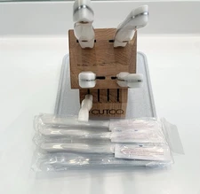 Cutco Knife NEW! Studio Set + 4 Table Knives with Block&Board *PEARL FINISH*