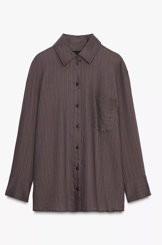Zara Pinstripe Co-Ord Two-Piece Set Size S EU 38 BNWT  Brown RRP £70 image 5