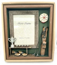 Golf Shadow Box With 3D Pieces, Holds 5x7 Photo