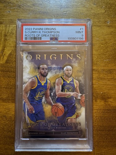 Klay Thompson, Stephen Curry [Gold] #1 2022 Panini Origins Roots Of Greatness card