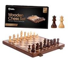  Wooden Chess Set 15 Inch - Premium Handcrafted Game Board for Walnut Wood